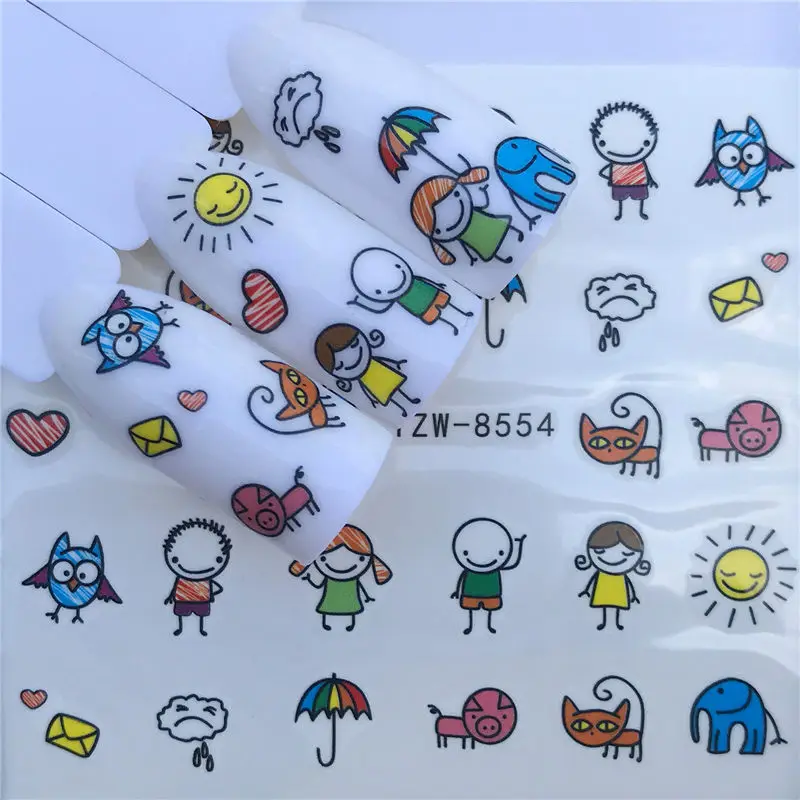 

YWK 1pcs Black Dandelion Nail Sticker Water Decals Flower Cartoon Drink Tattoo Stencils for Nail Art Decoration Sliders Manicure