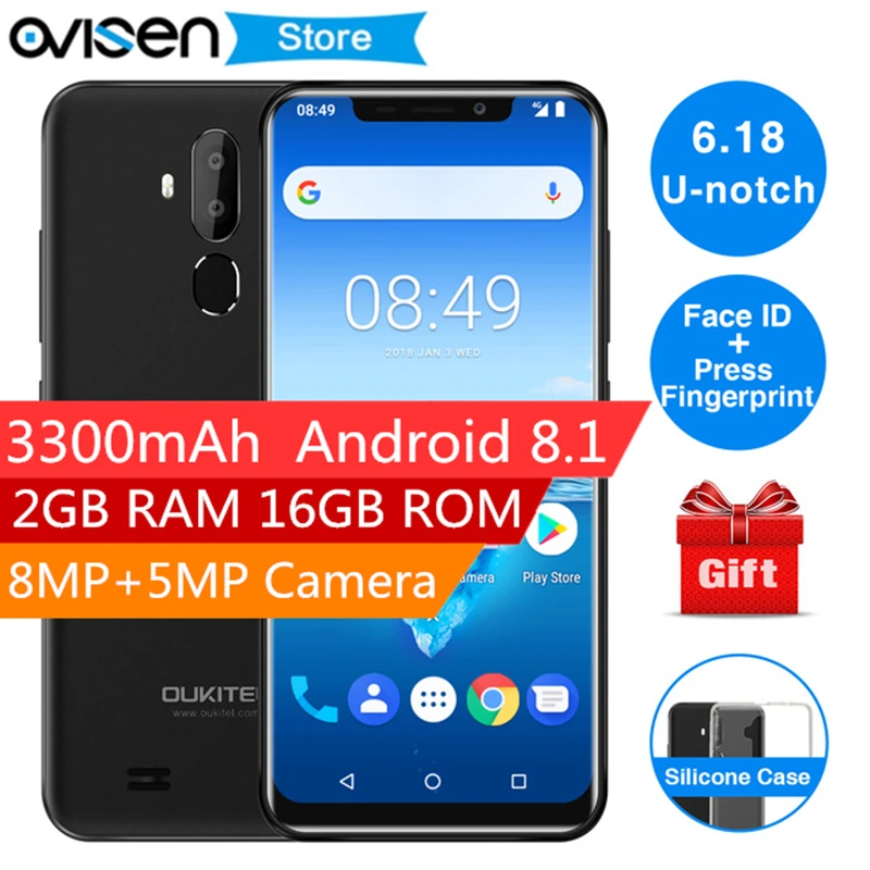 OUKITEL C12 Pro 6 18 &quot19:9 смартфон с четырёхъядерным процессором MT6739 ОЗУ 2 Гб ПЗУ 16 ГБ 3300