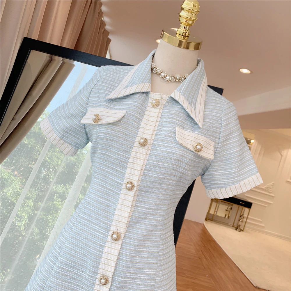 HIGH STREET New Fashion 2019Designer Runway Dress Women's Short Sleeve Color Block Buttons Shirt Dress
