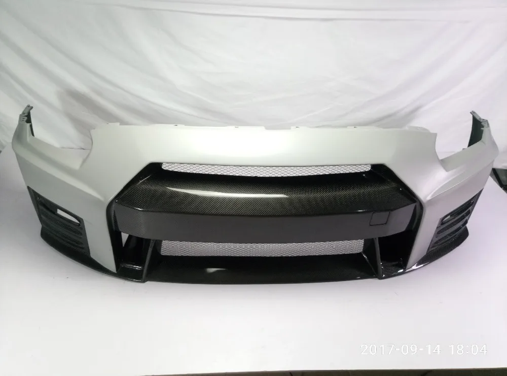 Автомобиль-Стайлинг для Nissan GTR R35 CBA DBA часть углеродного волокна Nismo Ver2 Стиль переднего бампера глянцевое волокно с отделкой из стекловолокна