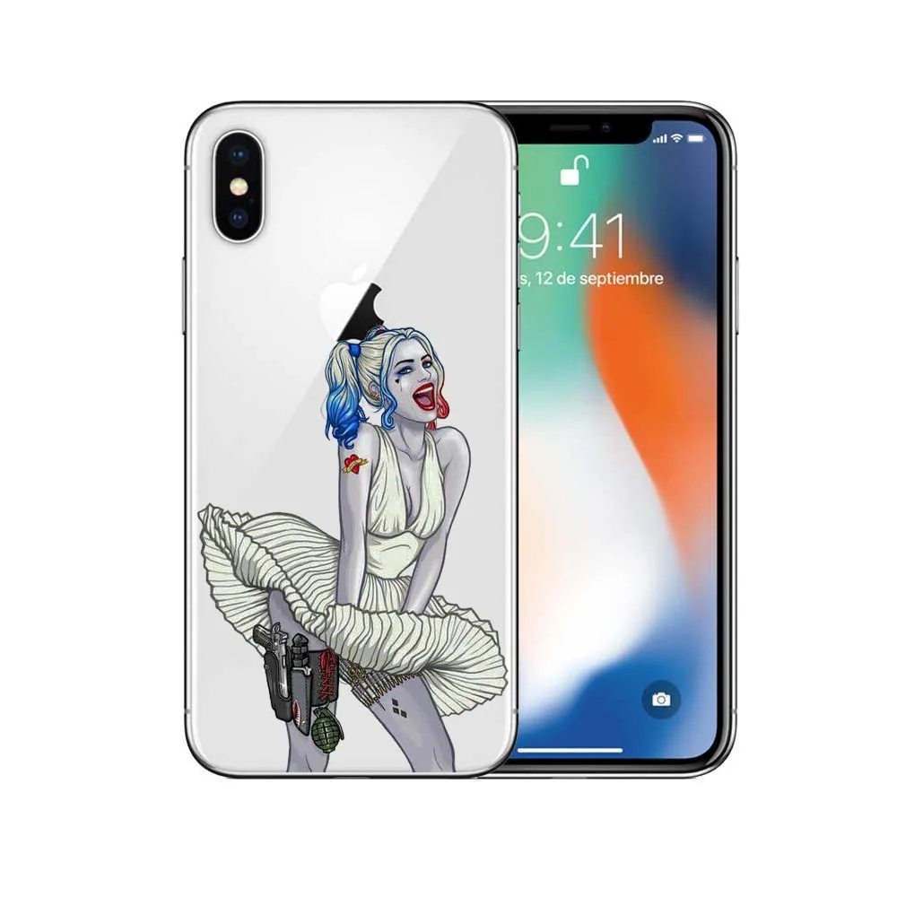 Deadpool Joker Harley Quinn Stitch transparent Soft TPU silicone Phone Case For iPhone X 10 6 6SPlus 7 7Plus 8 8Plus 5S SE |