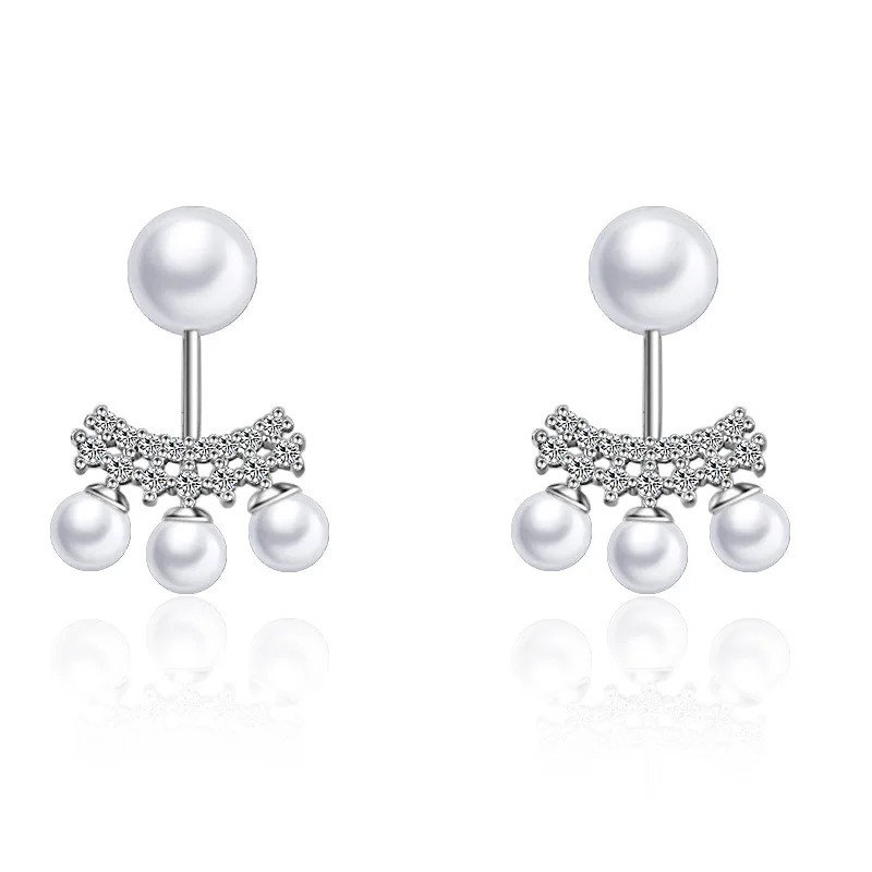 

100% 925 sterling silver fashion pearl jewelry ladies stud earrings wholesale women birthday gift Anti allergy girls