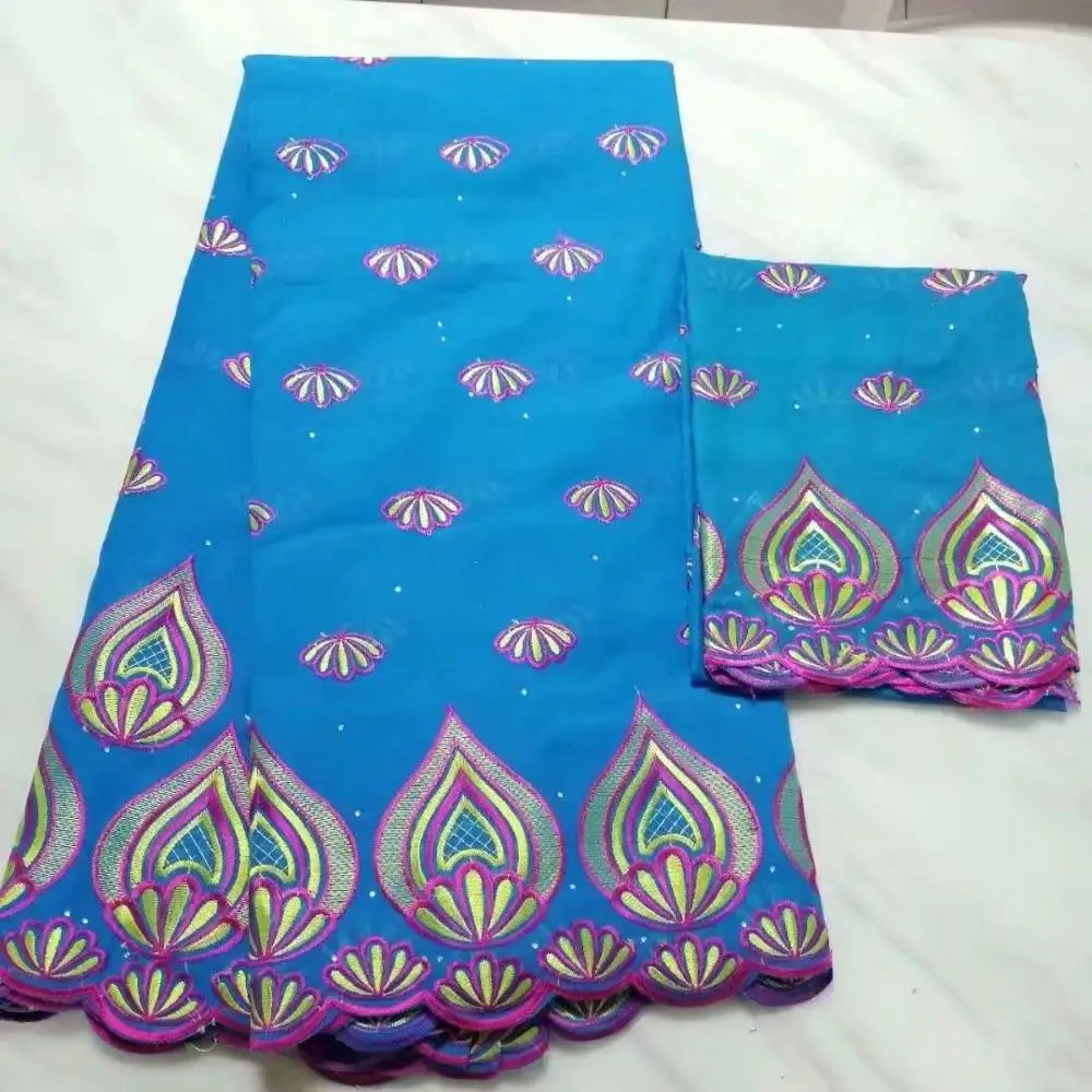 Fashionable New Swiss High Quality Yarn Lace Nigeria Fabric Dubai 100% Cotton African 5+2 yards/lot | Дом и сад