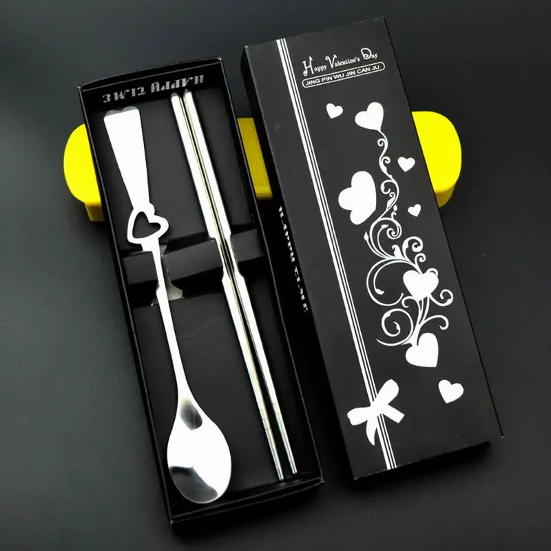 Free shipping 150Sets Wedding Favors Gifts Stainless-Steel Spoon and Chopsticks Set with Gift box packing | Дом и сад