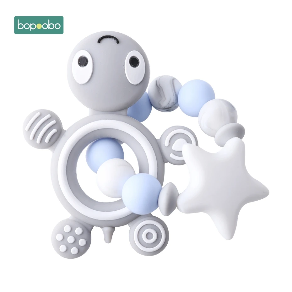 Gray Turtle Bopobo 1 шт., силиконовый грызун, Детские Прорезыватели для зубов, бусины, силиконовые перламутровые Прорезыватели для прорезывания зубов, силиконовые Черепашки, детский Прорезыватель для зубов из пищевого силикона - Цвет: Gray Turtle