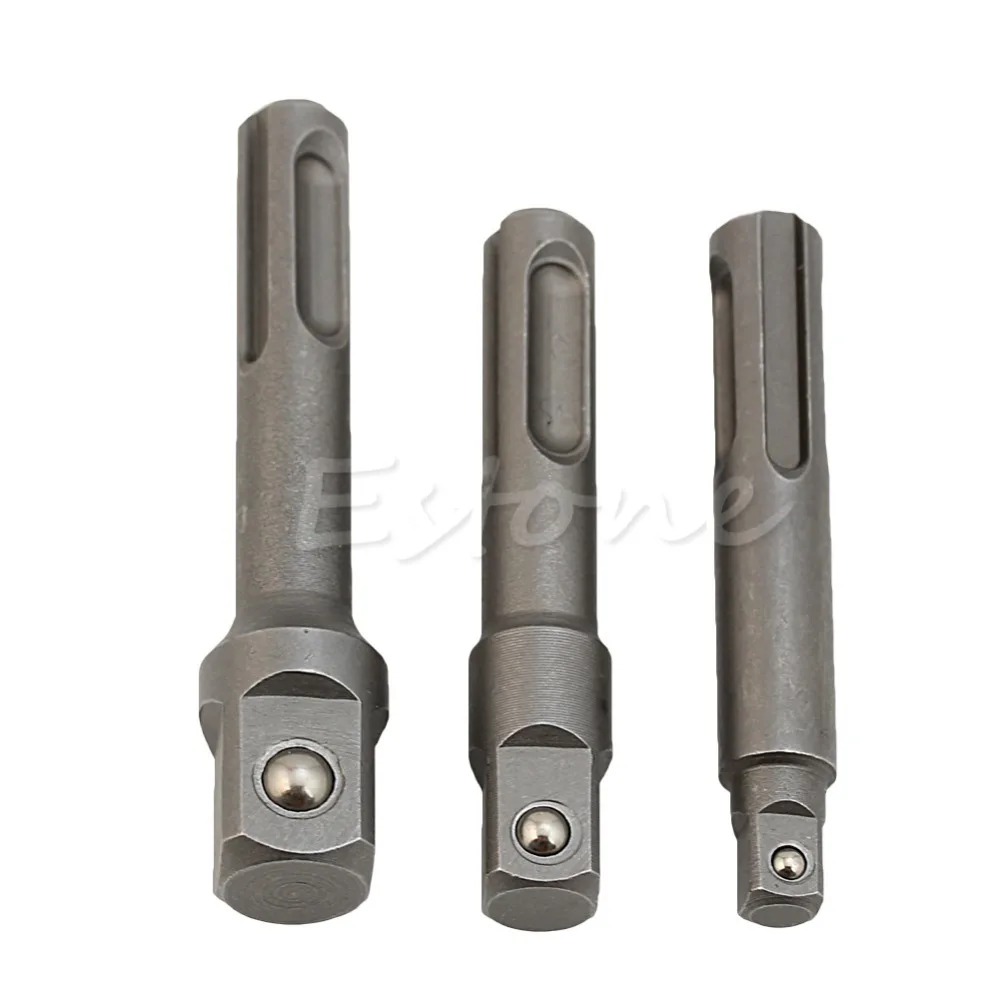 

New 3 Pcs 1/4" 3/8" 1/2" SDS Plus Socket Driver Set Drills Drill Bit Adaptor Hot