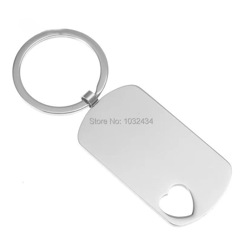 

30pcs/lot Factory Directly wholesale High Polished Blank Rectangle Stainless Steel Keychain Engravable Solid Dog Tag Keyring