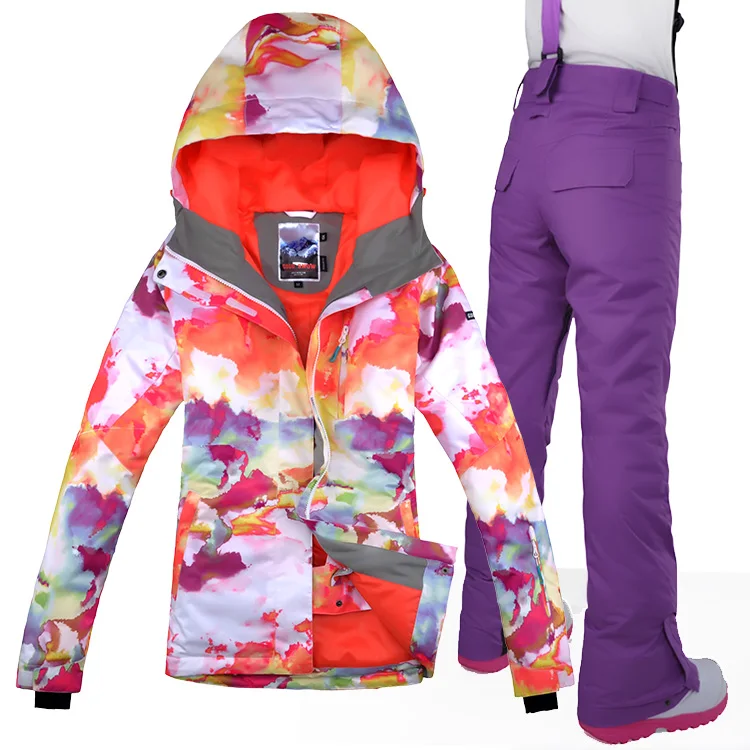 Женская лыжная куртка + штаны с принтом ветрозащитная Водонепроницаемая дышащая