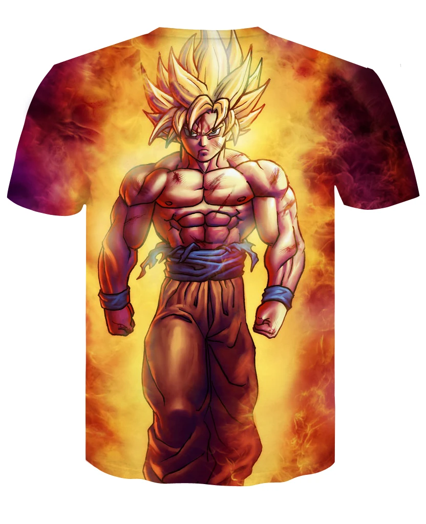 2018 Лето мультфильм футболка Для мужчин/Для женщин аниме Camiseta Dragon Ball печати 3D