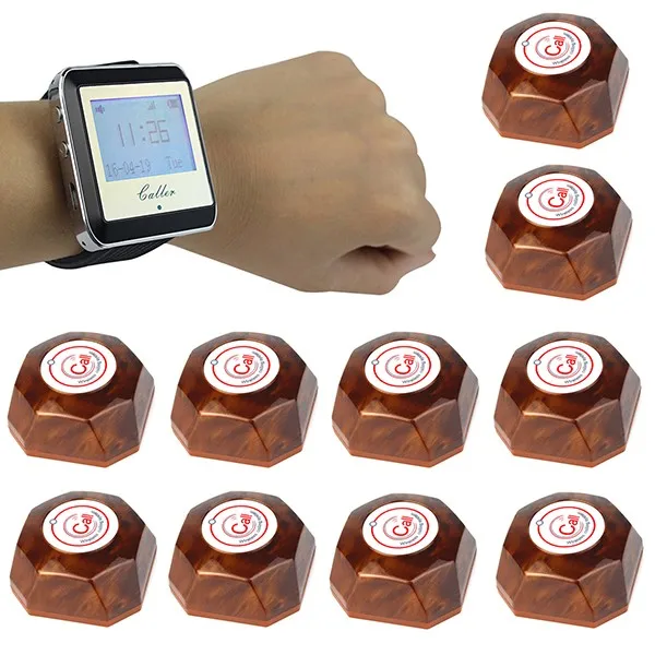 1 часовой приемник + 10 кнопок вызова беспроводная система пейджинговая для