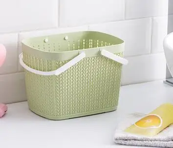 S-light green 1 шт. Милая корзина для хранения ванной, корзина для ванной, Большая мягкая пластиковая корзина для мытья, портативная ванная wx9251527 - Цвет: S-light green