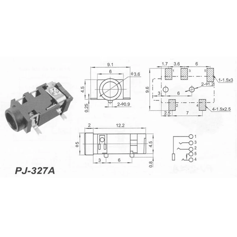 100 шт. разъем для наушников 3 5 мм 5P|3.5 female female|headphone jack connectoraudio plug |