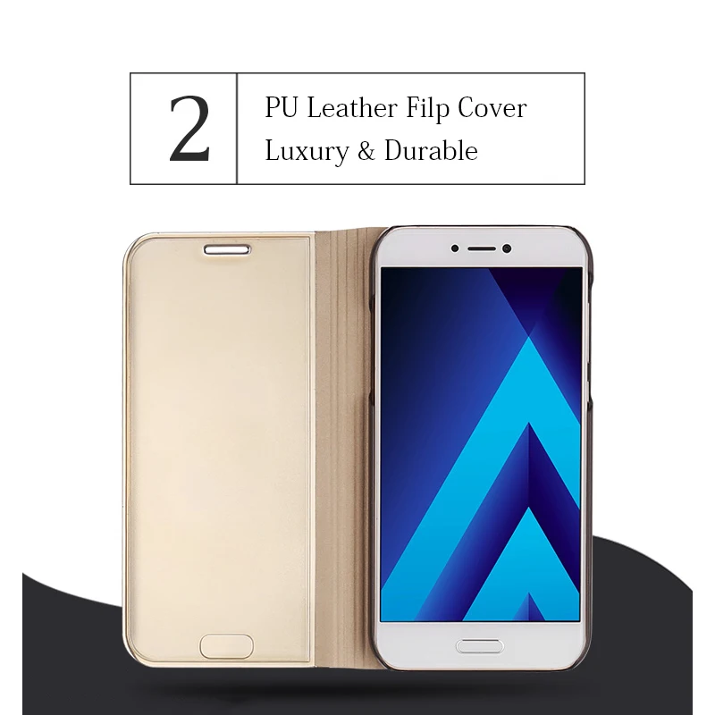 Флип чехол для samsung Galaxy A3 A5 A7 2017 A320 A520 A720 видимый полупрозрачный с полным окном из