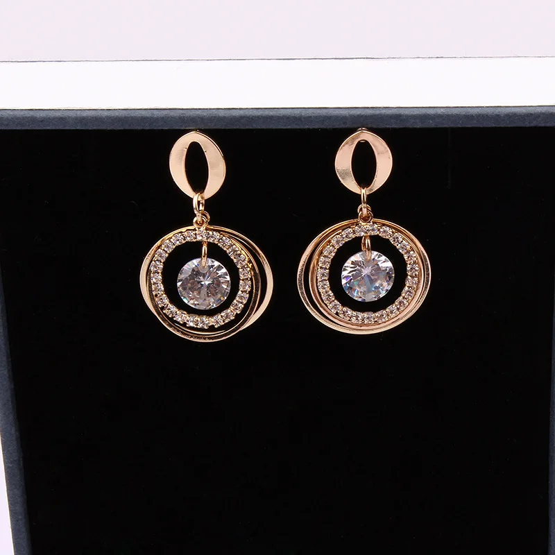 Zircon Fashion Jewelry Women Statement Round Earrings Big Stud Geometric Earing 2019 New S925 Silver Needle | Украшения и