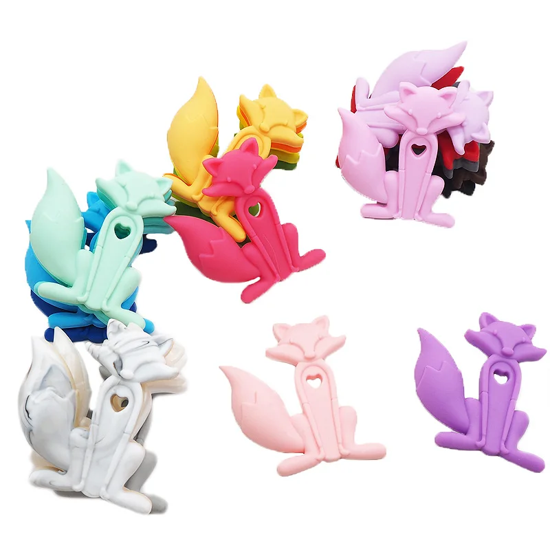 

Chenkai 10PCS Cute Fox Teethers Silicone Baby Teething Nursing Pacifier BPA Free For Baby Shower Pacifier Chain Accessories