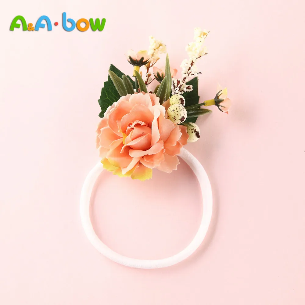 

Turban Baby Headband Flower For Girls Hand Clips Bundle Nylon Elastic Hair Band Combination Flower Super Soft Toddler Headband