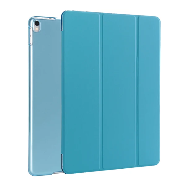 Blue Откидная крышка для iPad Pro 10,5 чехол Фолио 3 раза Стенд Wake сна полупрозрачный Мягкие TPU Назад Smart чехол для iPad 10,5 чехол - Цвет: Blue