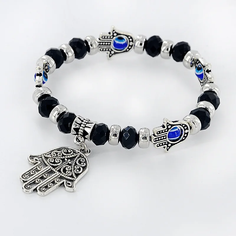 VEKNO Ретро счастливый браслет из бисера для мужчин Sacred Blue Eye &amp Hand прозрачный