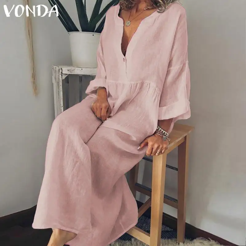 VONDA/летние платья 2020 большие размеры сексуальное винтажное длинное платье макси