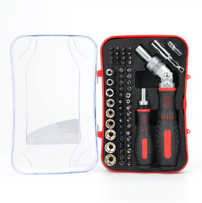 61PCS 61PCS S2 material quality Screwdriver Set Precision Car Repair Combination Suit Multitool Toolbox Sleeve Tool - Color: 61PCS