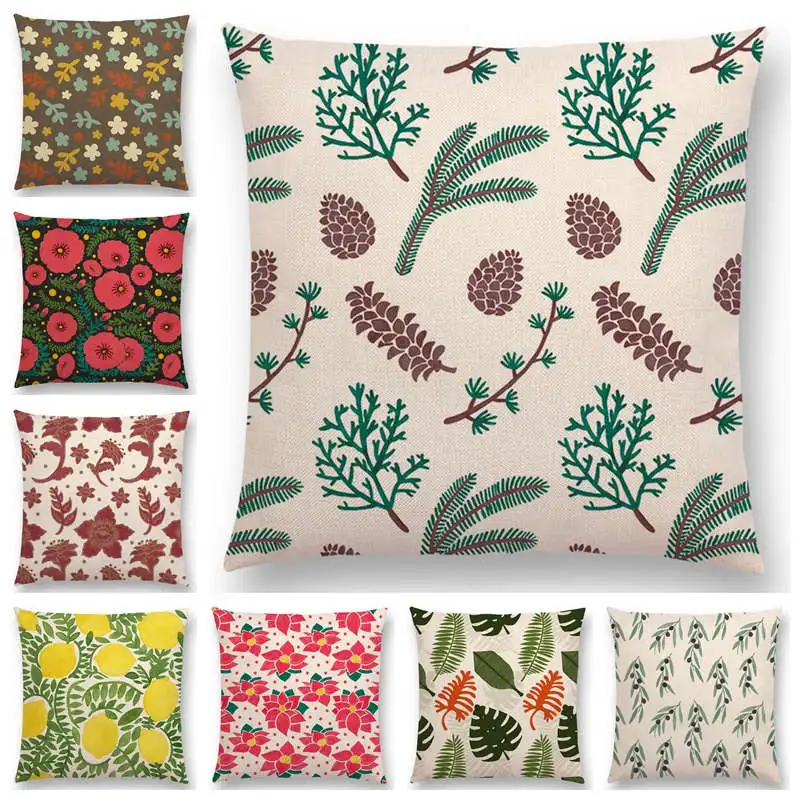 

Newest Cute Little Flowers Tropical Leaves Sweet Spring Lavender Bamboo Cactus Lovely Floral Pattern Cushion 25 Design Available
