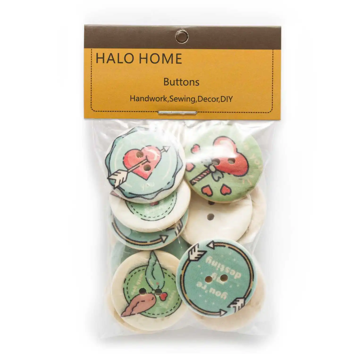 10 шт смешанные любовь роспись Тема 2 отверстия для шитья деревянные пуговицы