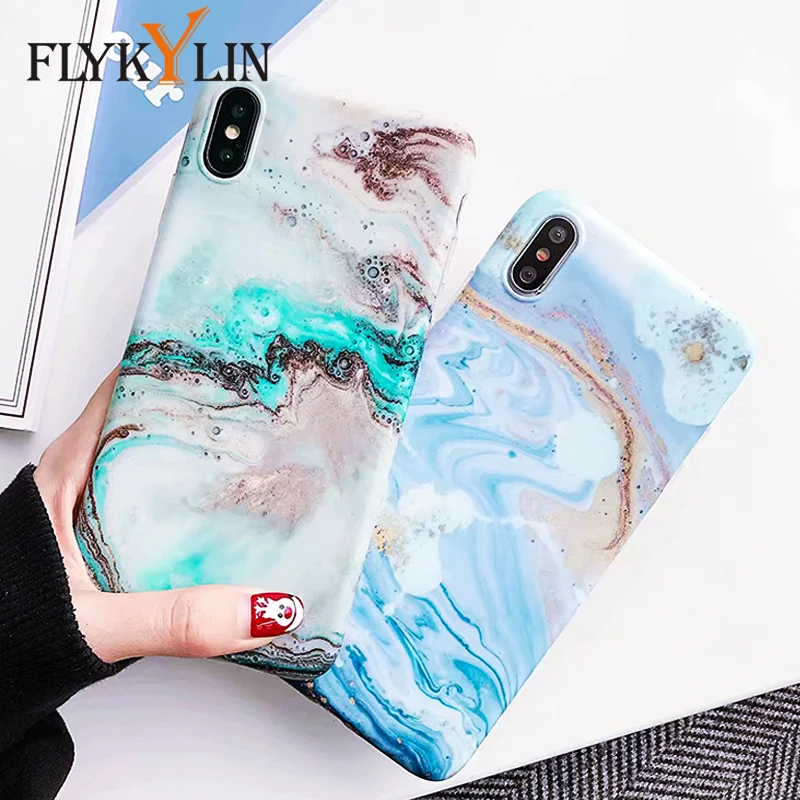 FLYKYLIN мраморный чехол для iphone XS чехлы XR 6S 6 7 8 Plus на Max задняя крышка карамельный
