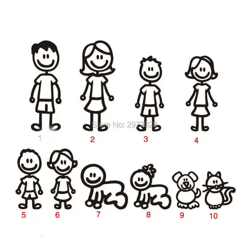 Новый дизайн Семья член декоративные светоотражающие Творческий Авто Наклейка с