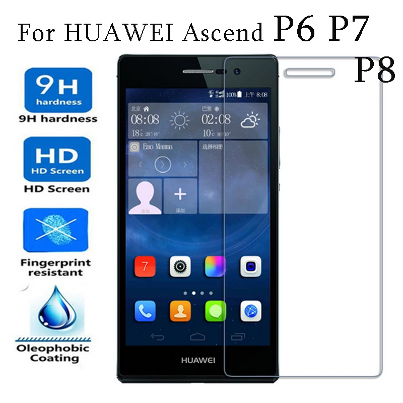 9H закаленное стекло для huawei Ascend P7 P8 P6 Защитная пленка экрана с олеофобным