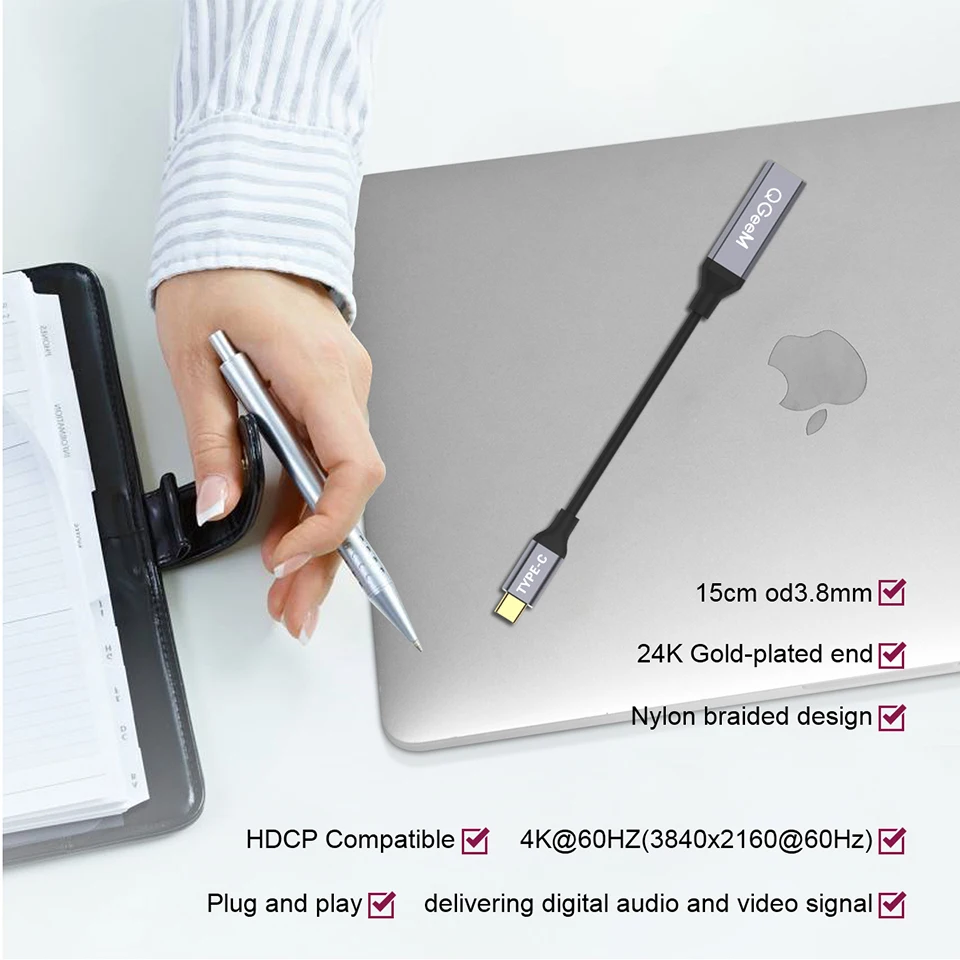 QGeeM USB Type C 3 1 к Mini DP женский кабель адаптер 4K 60HZ HDTV конвертер для Macbook HuaWei Mate 10 Samsung