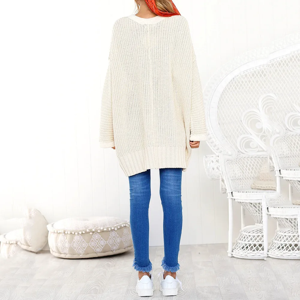 JAYCOSIN Hot Fashion Womens Solid Color Casual Long Sleeve V-Neck Jumper Sweaters Blouse Tops High Quality Sweater New | Женская одежда