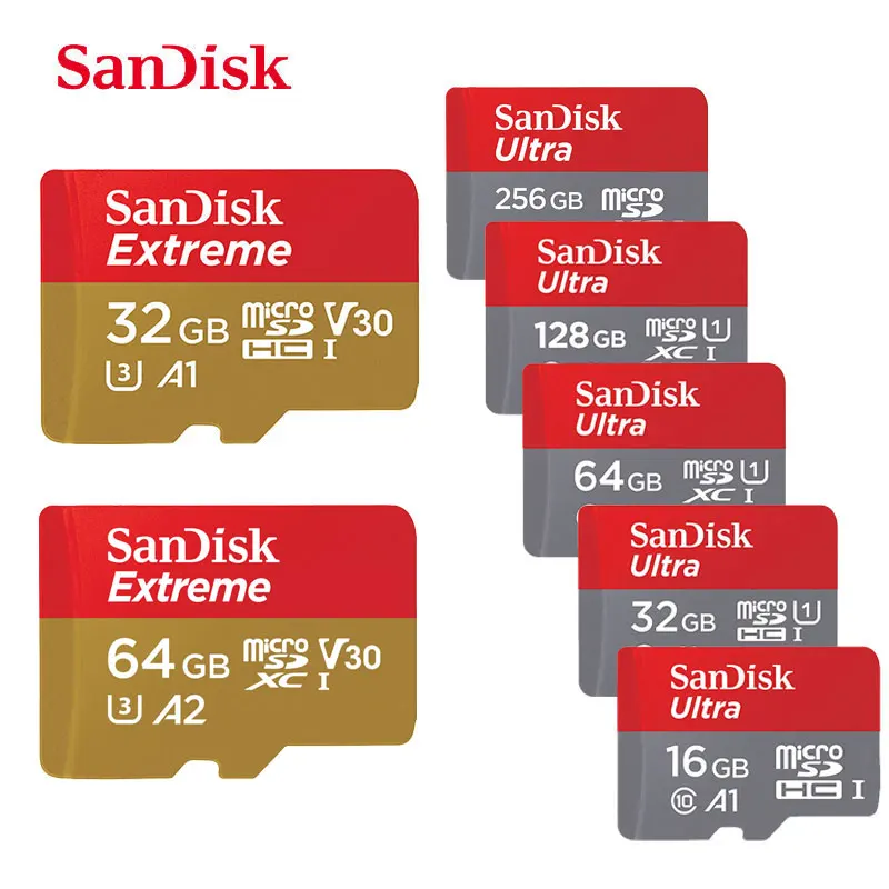 Карта памяти SanDisk Micro SD класс 10 карта 128 ГБ 200 256 64 32 16 SDHC/SDXC Max 100 м/с TF Trans Flash|Карты