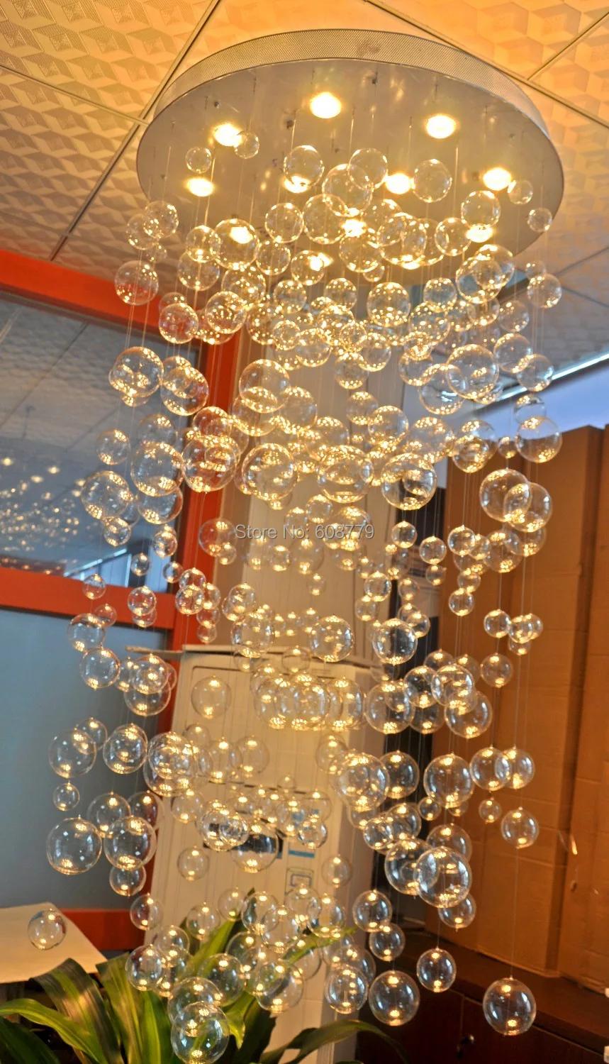 

Free Shipping Glass Bubble Shape Modern Chrome Chandelier With Crystal