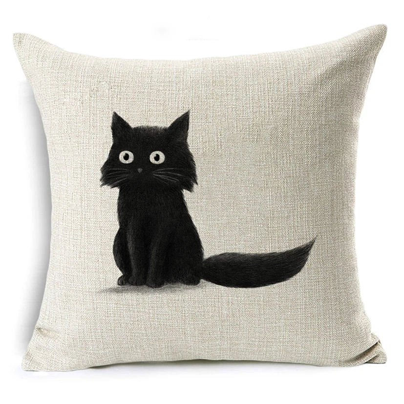 WZH Printed Animals Cushion Cover 45x45cm Linen Decorative Pillow Cover Sofa Bed Pillow Case - Цвет: 6