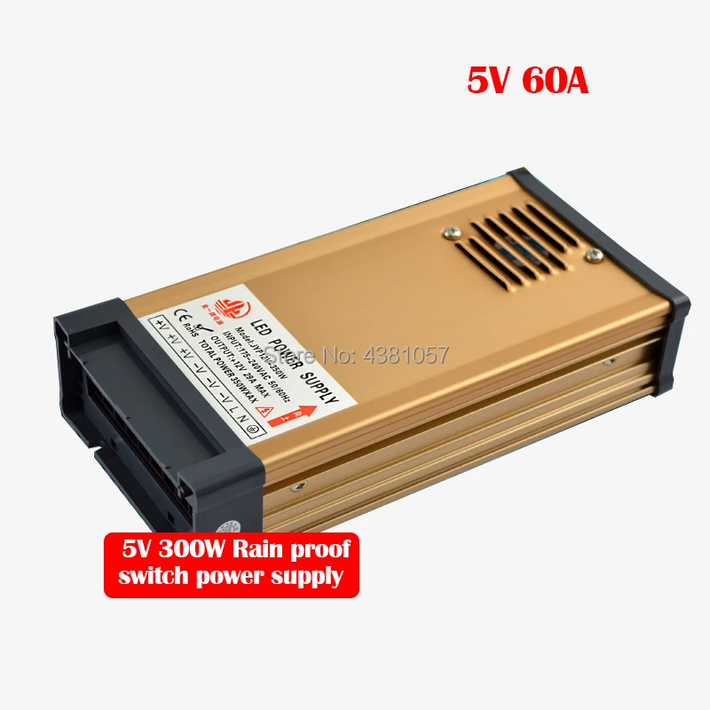 AC 220 В до 5V60A переключатель защиты от дождя мощность 5 в 300 Вт светодиодный наружный