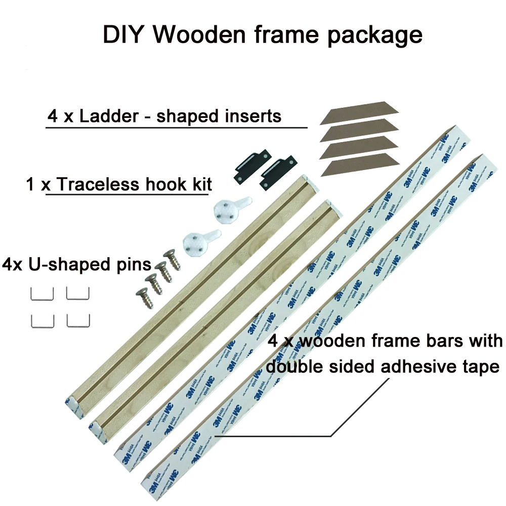 

DIY Frame For Canvas Painting Natural Wooden Poster Photos Pictures Easy to Assemble Wall Frame Custom Frame For Home Wall Decor