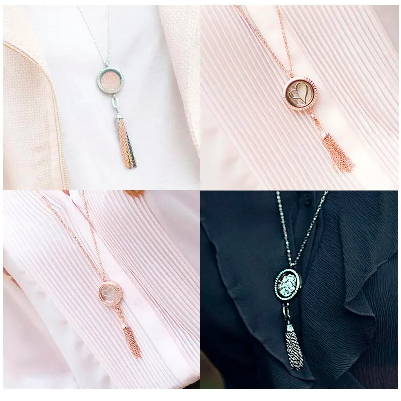 Стеклянный кулон из нержавеющей стали розового золота цвет богемный стиль