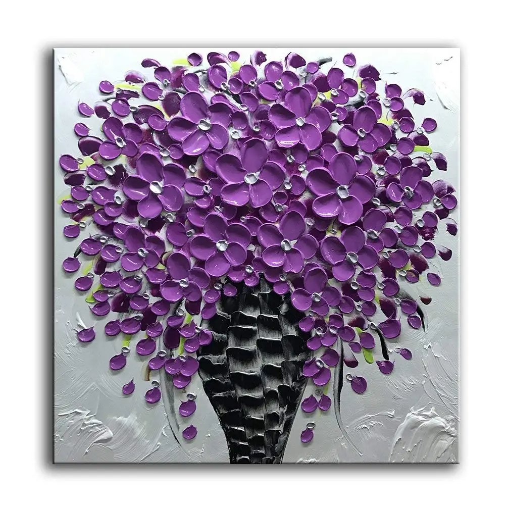 

Hand painted Square Abstract Paintings Red Flower Oil Hand Painting On Canvas unframe