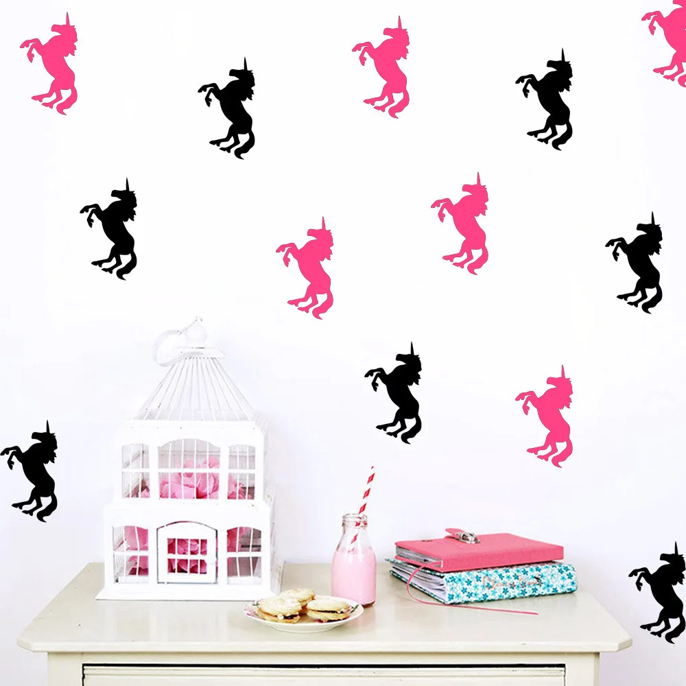 10 шт. 7x10 см DIY Золотая наклейка на стену в форме единорога для детской комнаты