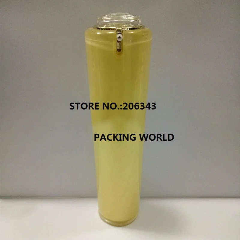 100 мл желтая акриловая бутылка с пресс насосом для