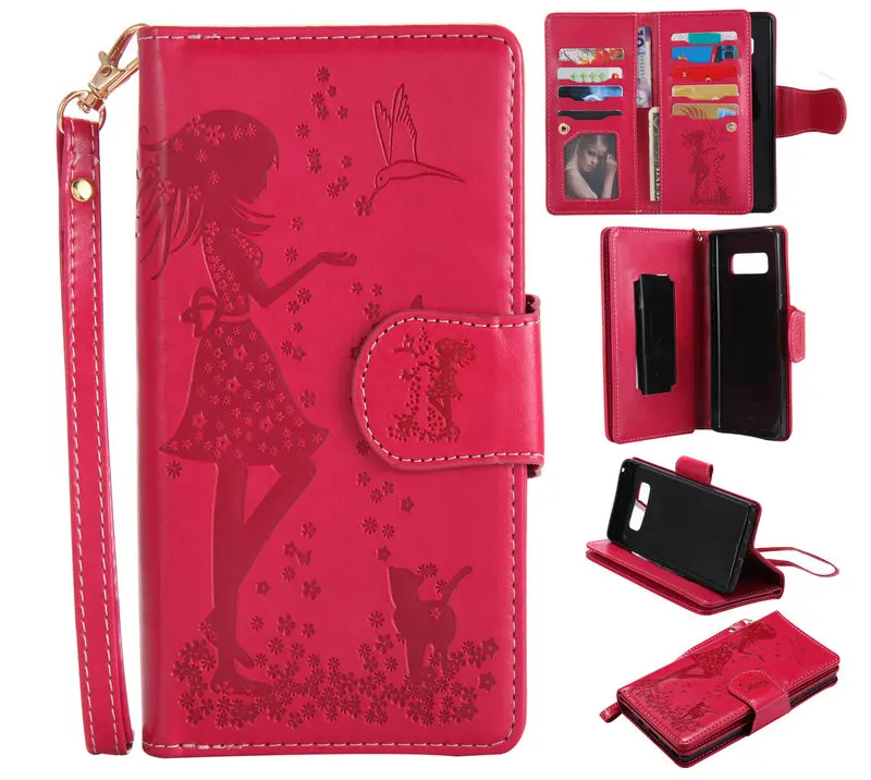 Для Samsung Galaxy Note 8 чехол Магнитный 2 в 1 9 слотов для карт кошелек флип Note8 с