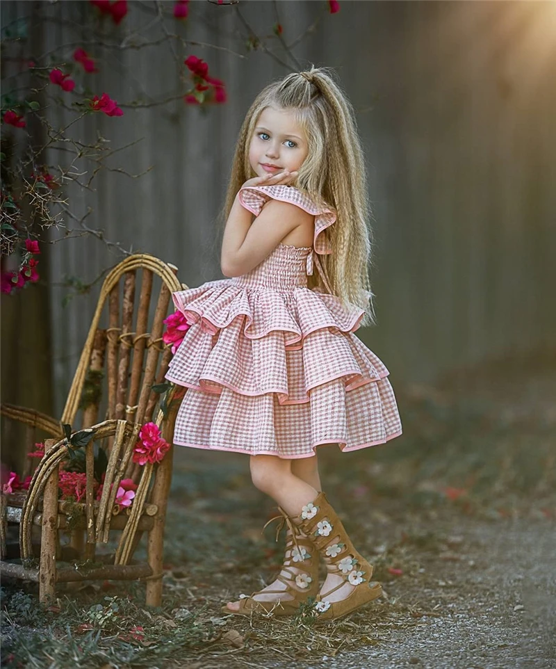 Toddler Baby Girls Summer Ruffled Dress Sleeveless High Waist Princess Party Tutu Dresses | Детская одежда и обувь