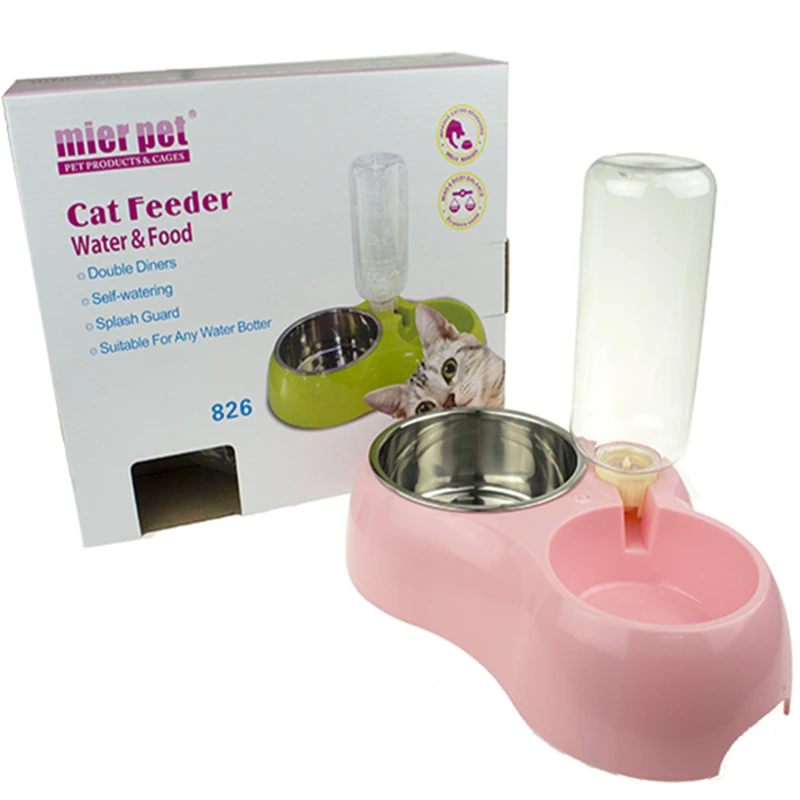 Бесплатная доставка Большая двойная миска из нержавеющей стали кормушка для