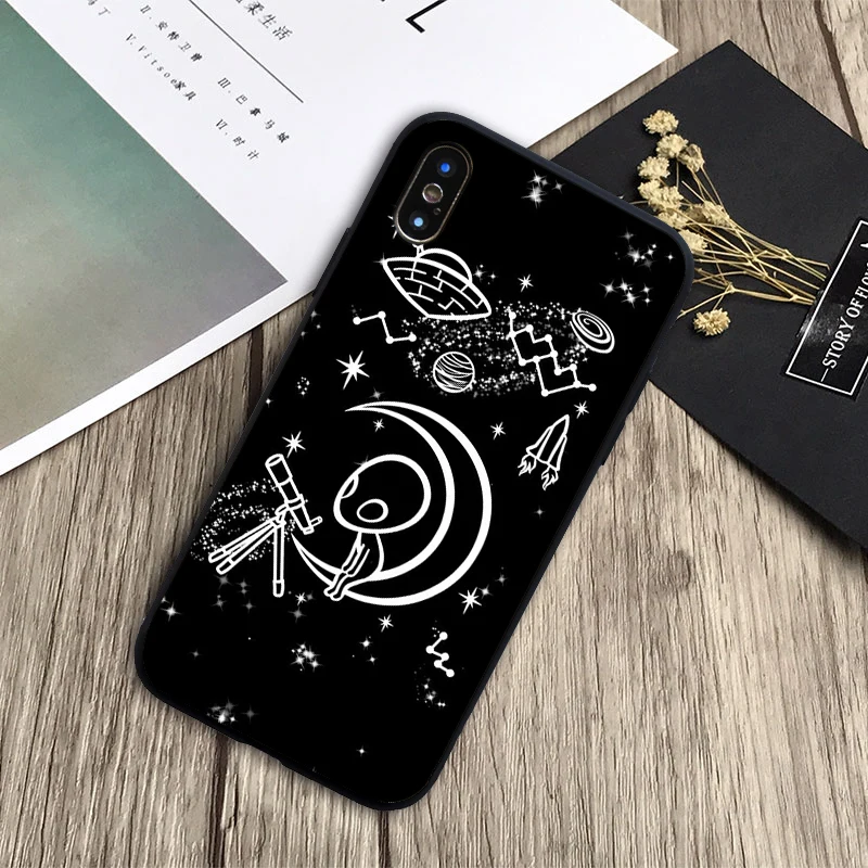 Space Moon Astronaut Cover Soft Silicone black Phone Case For iPhone 6 6plus 7 8plus 5 5S 5C SE X XS XR Max | Мобильные телефоны и