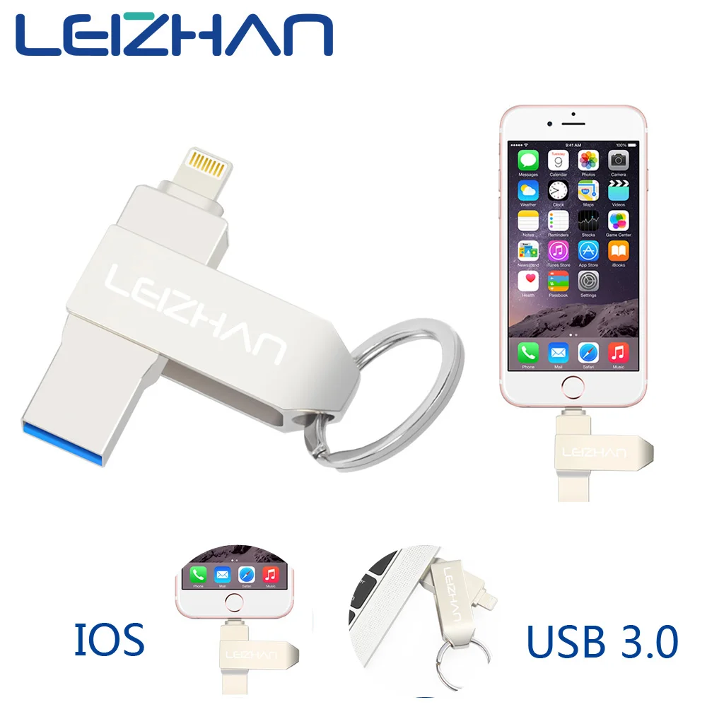LEIZHAN Флешка 128 ГБ для iOS/iPhone/IPad сверкающий OTG USB флэш накопитель 3 0 Рамочка