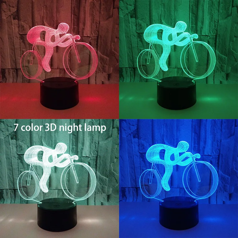 3D светодиодный светильник для езды на велосипеде ночник RGB 7 цветов 3d визуальный