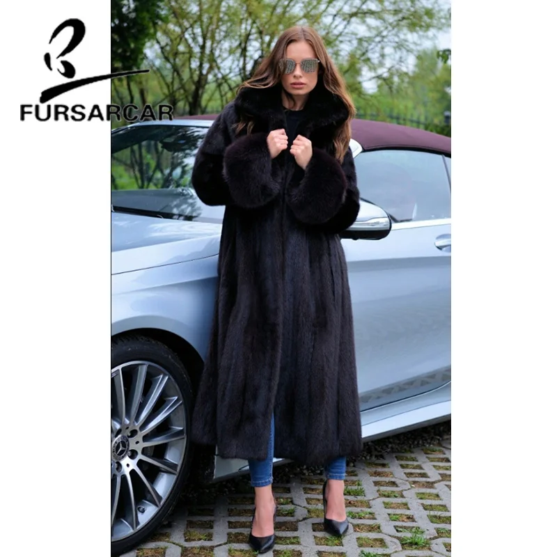 Женская Шуба из меха норки FURSARCAR длинная шуба натурального с отложным | Отзывы и видеообзор