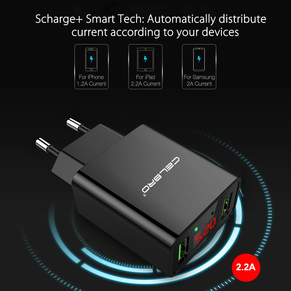 Светодиодный дисплей Usb настенное зарядное устройство адаптер двойной порт 2 usb тестер напряжения тока смарт-зарядное устройство для мобильного телефона для iphone samsung xiaomi