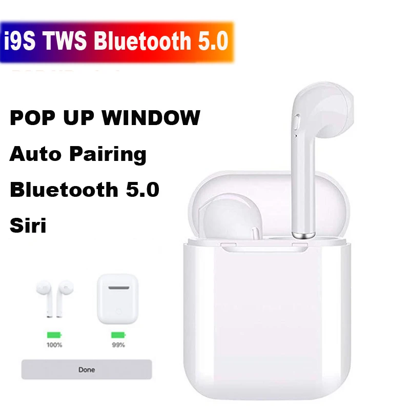 I9S TWS беспроводные наушники портативные Bluetooth 5 0 гарнитура невидимые всплывающие