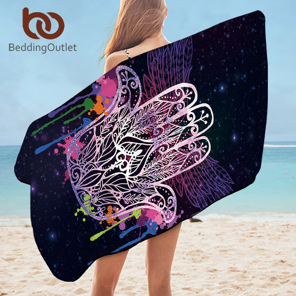 

BeddingOutlet полотенце для ванной комнаты Hamsa, акварельное пляжное полотенце в стиле бохо с крыльями, полотенце для душа с галактикой, одеяло из м...